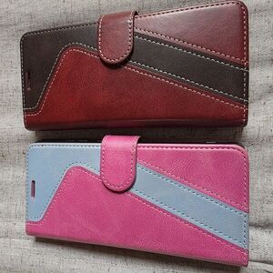 Stylish Pink and Blue Phone Wallet Case